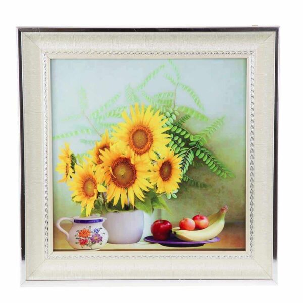 Painting with embossed frame and silver decoration