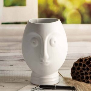 Ceramic vase from the Faces series in white - L