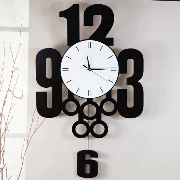 Wall clock with pendulum Amber in black
