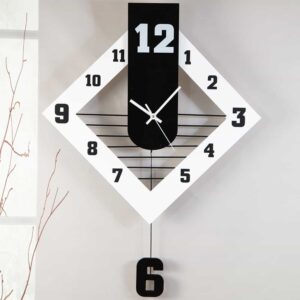 Wall clock with pendulum - Black and white