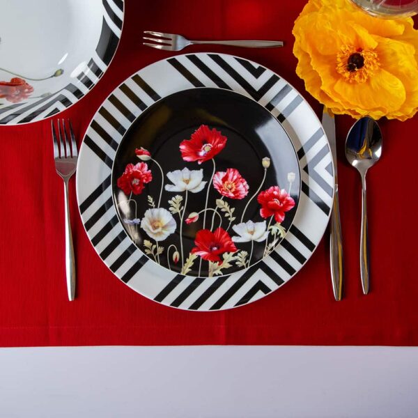 Dinner set - 19 parts from the Field poppy series on a black background