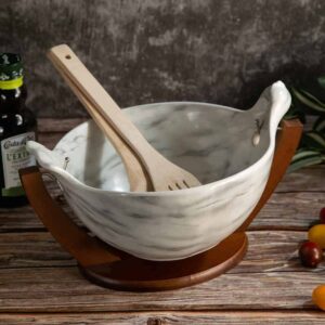 Salad bowl with utensils - swing from the Marble series