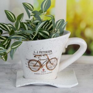 Flower pot with saucer - Bicycle