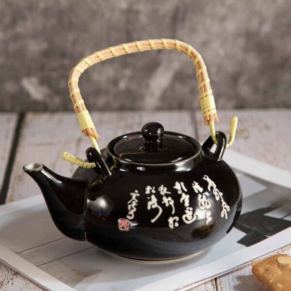 Teapot Japanese symbols in black