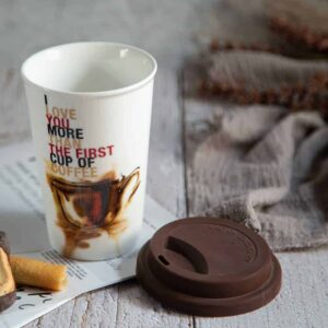I love you more than the first cup of coffee Travel Mug with Silicone Lid