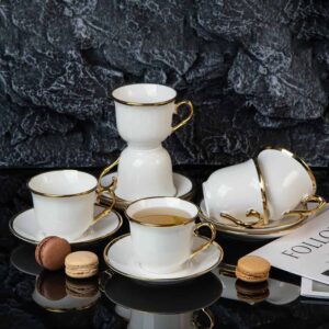 Coffee cup set - White and gold