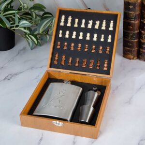 Chess set with flask - Silver