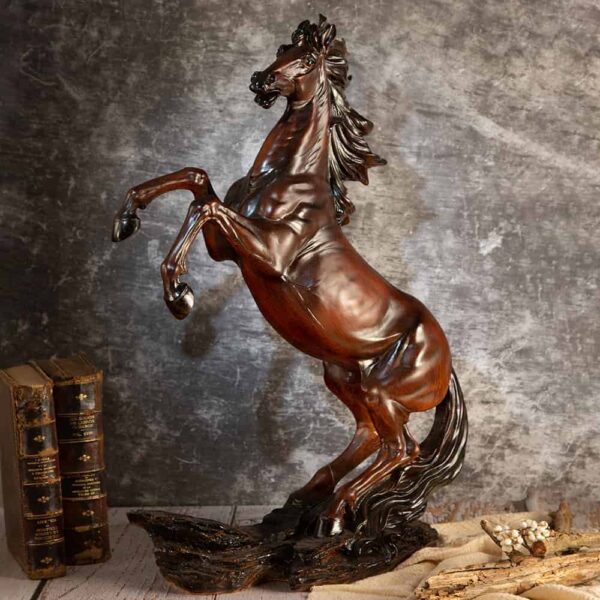 Decorative figurine of a horse standing on its hind legs