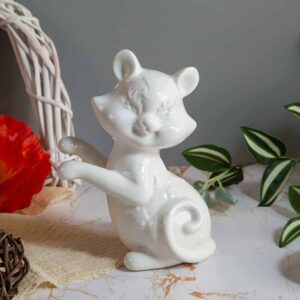 Decorative white cat figurine