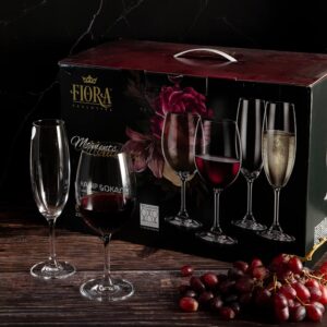 Champagne and red wine glasses from the Fiora Moments series 220ml