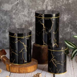 Set of metal boxes Black marble