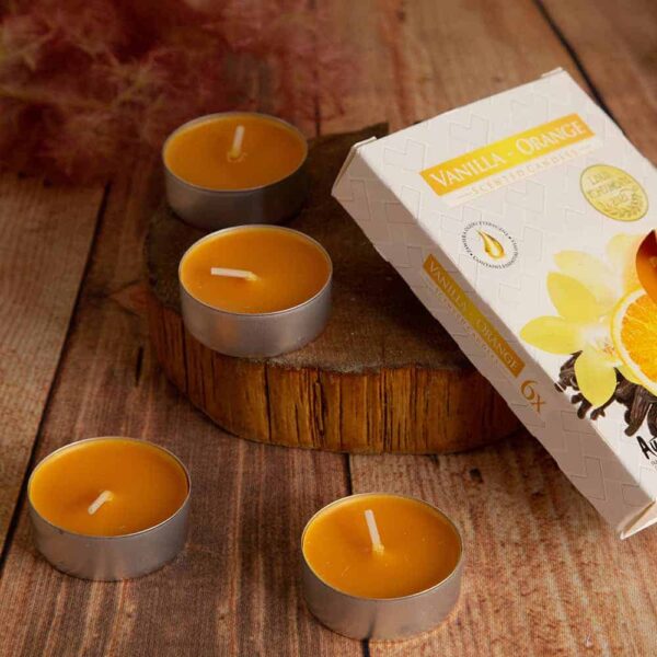 Tea candles 6pcs, Vanilla and orange
