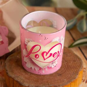 Candle in a cup with foil, Love letter