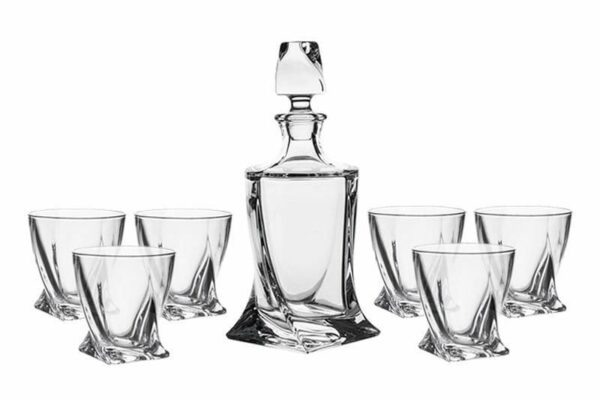Carafe and whiskey glasses from Quadro series 340ml/740ml