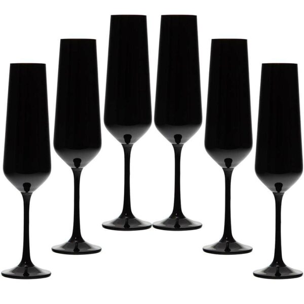 Champagne glasses in black from the Sandra set