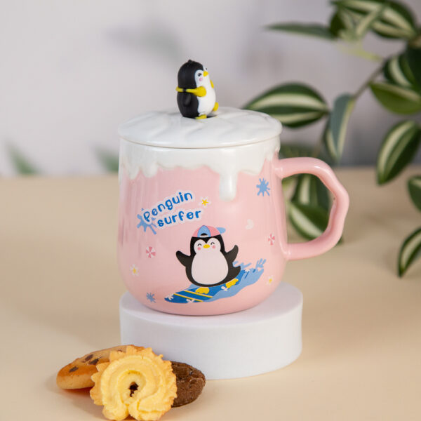 Gift Mug with Lid and Spoon - Pinguins 310ml