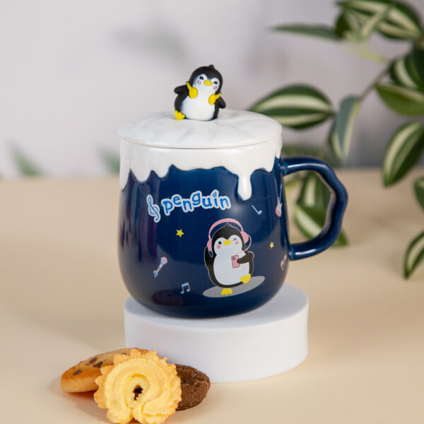 Gift Mug with Lid and Spoon - Pinguins 310ml