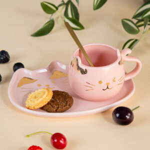 Gift Mug with Plate and Spoon – Cat 185ml