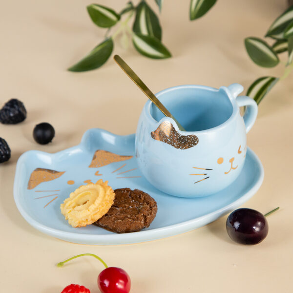 Gift Mug with Plate and Spoon – Cat 185ml