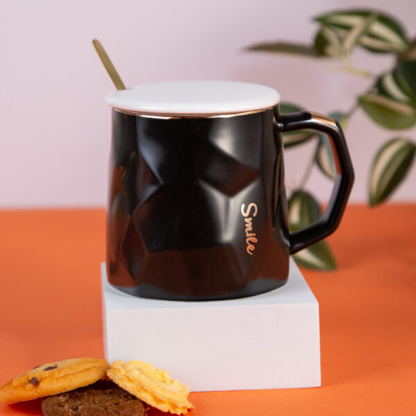 Gift Mug with Lid and Spoon – Smile 320ml