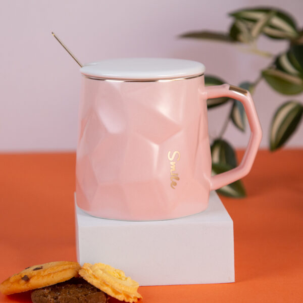 Gift Mug with Lid and Spoon – Smile 320ml