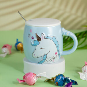 Gift Mug with Lid and Spoon – Unicorn 360ml