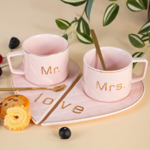Set of 2 Mugs with Spoons - Heart 170ml