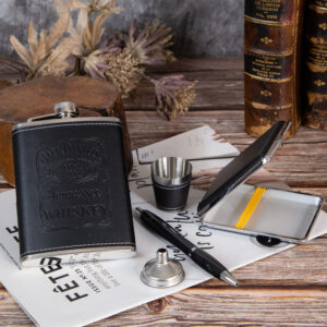 Flask, Tobacco Case, and Pen Set