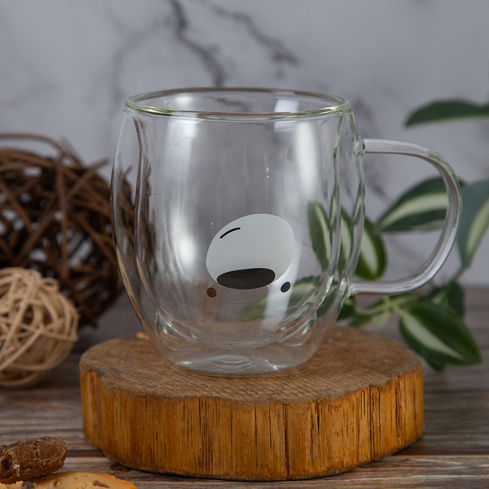 Double wall glass cup Smiling teddy bear - 280ml - Image 2
