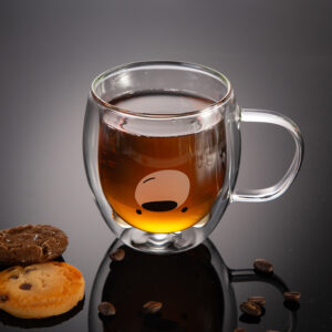 Double wall glass cup Smiling teddy bear - 280ml