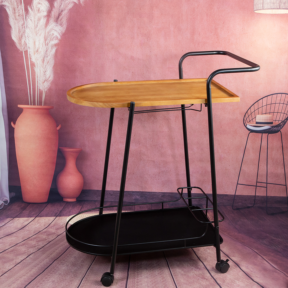 Serving
trolley with cup and bottle holder - Image 2