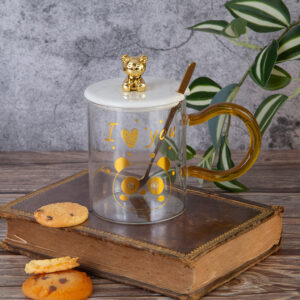 Gift mug with lid and spoon - Bear