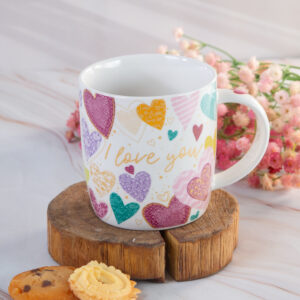 Gift mug - Colored hearts 340ml
