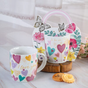 Gift mug - Colored hearts 340ml