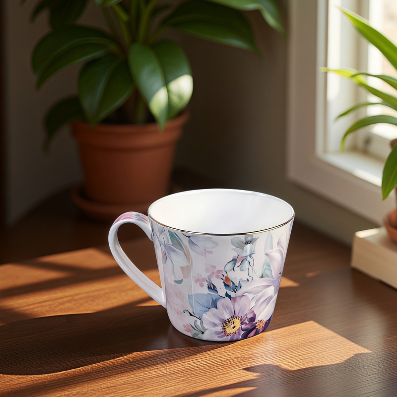 Gift Mug – Pink Peony | 450ml | Porcelain - Image 2