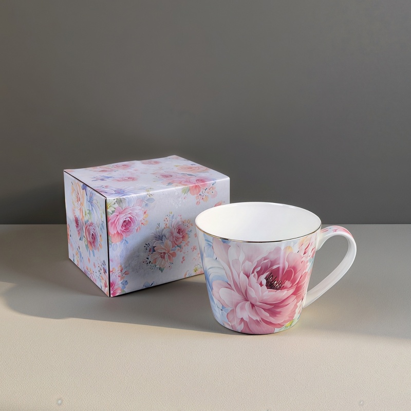Gift Mug – Pink Peony | 450ml | Porcelain - Image 3