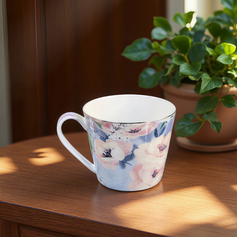 Gift Mug – Purple Peony | 450ml | Porcelain - Image 3
