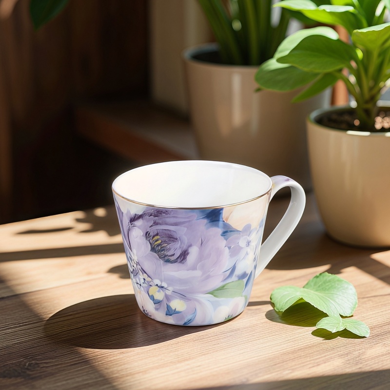 Gift Mug – Purple Peony | 450ml | Porcelain
