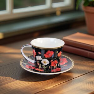 Gift Cup with Saucer – Poppies | 220ml | Porcelain
