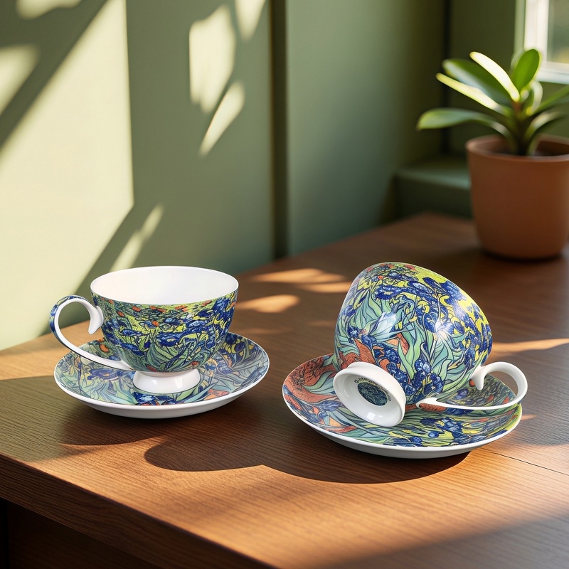 Gift Cup Set with Saucers – Irises | 250ml | 2+2 pcs - Image 3
