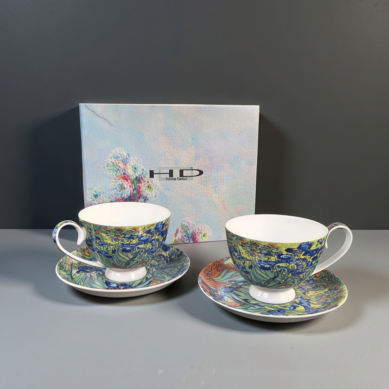Gift Cup Set with Saucers – Irises | 250ml | 2+2 pcs - Image 2