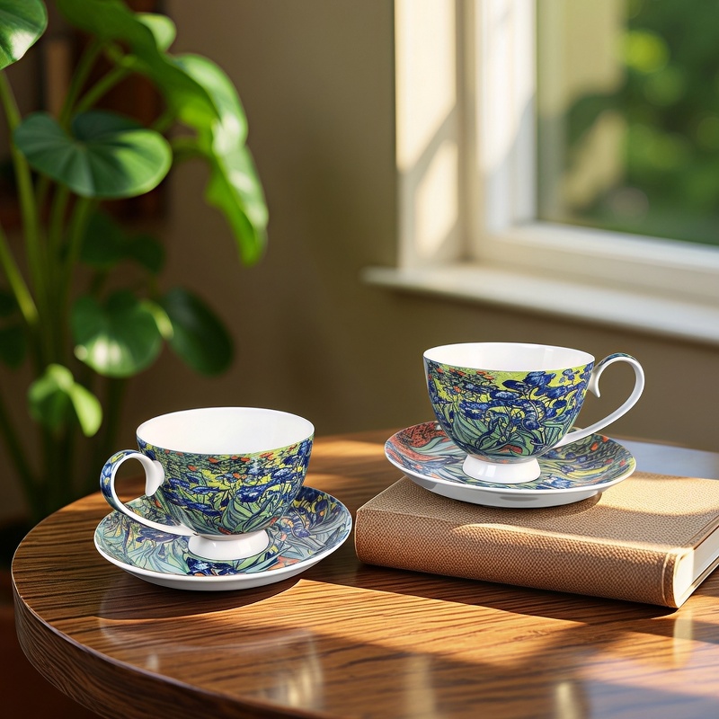 Gift Cup Set with Saucers – Irises | 250ml | 2+2 pcs