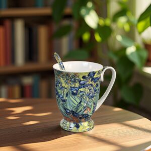 Gift Mug with Spoon – Irises | 280ml | Porcelain