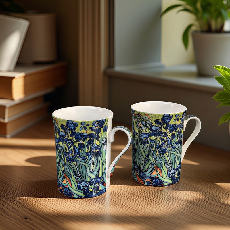 Set of 2 Gift Mugs – Irises | 300ml | Porcelain - Image 3