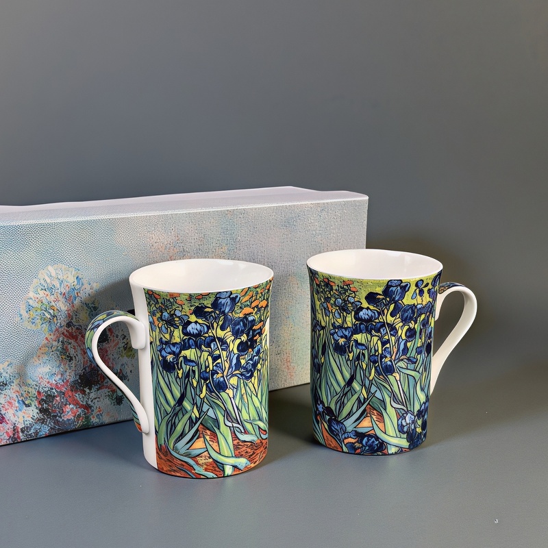Set of 2 Gift Mugs – Irises | 300ml | Porcelain - Image 2