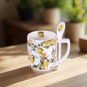 Gift Cup with Spoon – Lemon Garden | Ceramic | 1 pc
