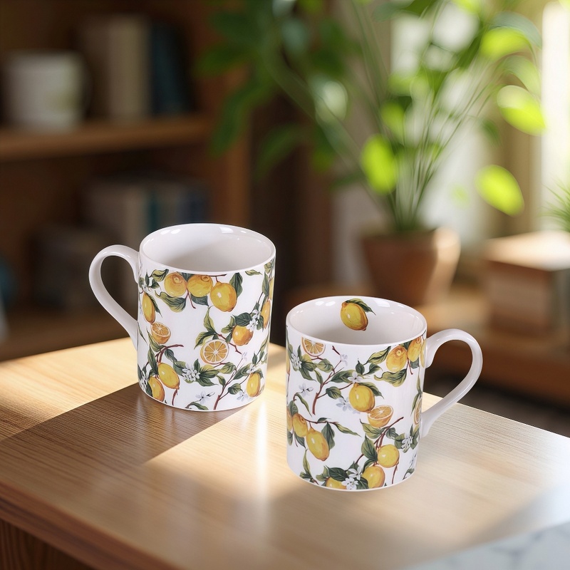 Gift Cups Set 2 pcs – Lemon Garden | Ceramic